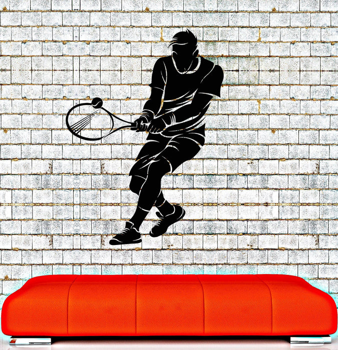 Vinyl Wall Decal Tennis Player Sport Racquet Ball Stickers Unique Gift (ig4214)