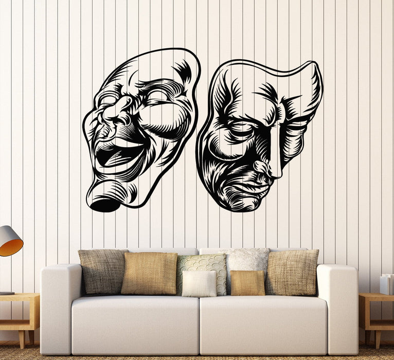 Autocollant mural en vinyle Masques de théâtre Théâtre Comédie Tragédie Autocollants Cadeau unique (ig4150)