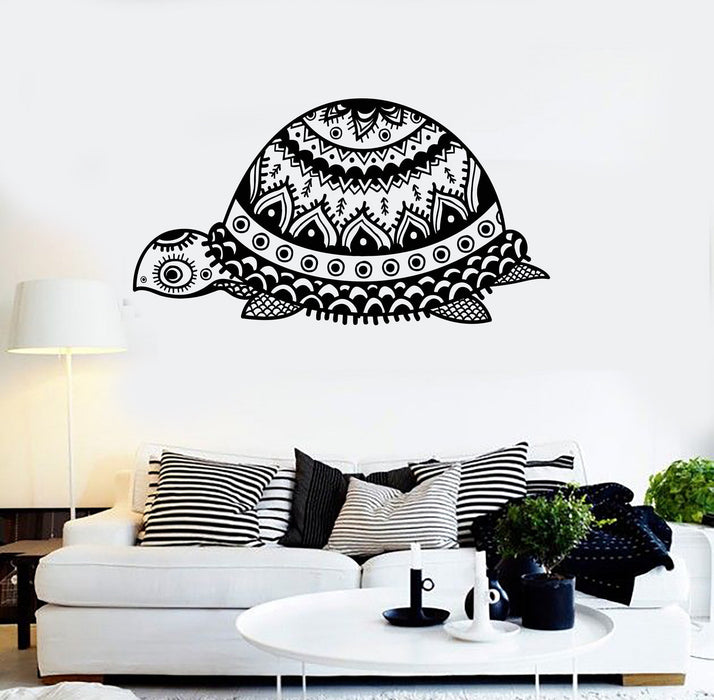 Vinyl Wall Decal Turtle Ornament Marine Animal Stickers Mural Unique Gift (ig4493)