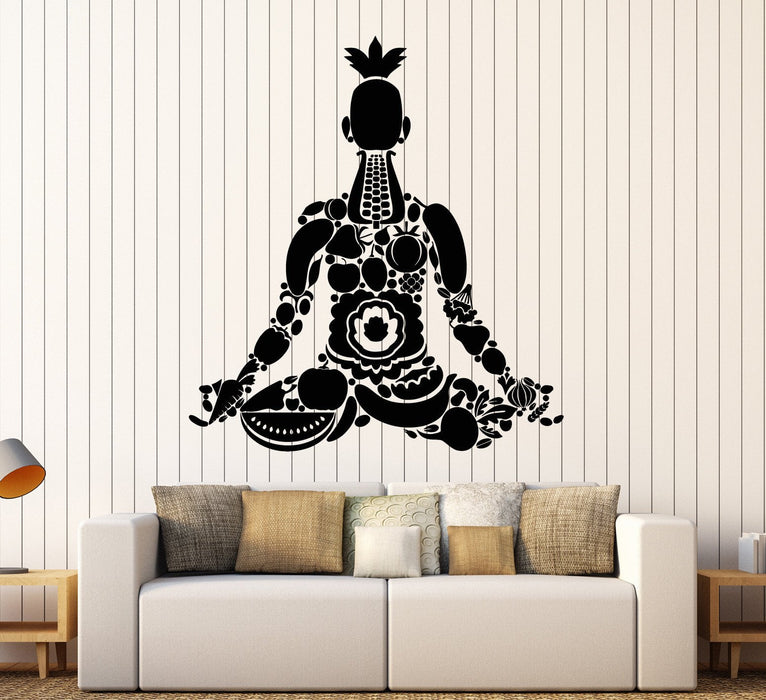 Vinyl Wall Decal Vegan Yoga Meditation Healthy Lifestyle Stickers Unique Gift (ig3901)
