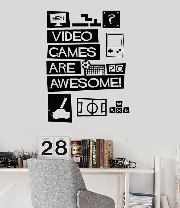 Vinyl Wall Decal Video Games Quote Gaming Teen Room Stickers Unique Gift (ig4473)