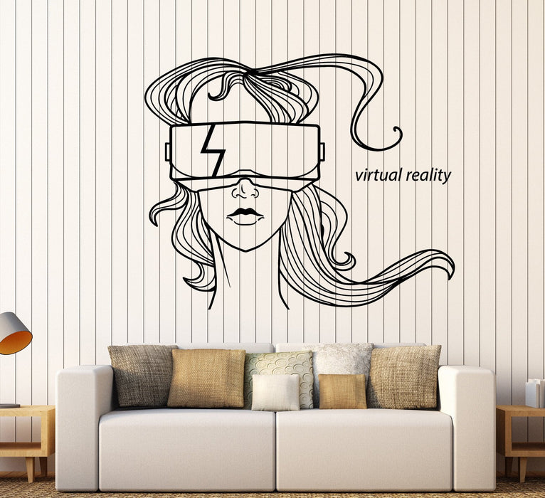 Vinyl Wall Decal Virtual Reality VR Headset User Gamer Player Art