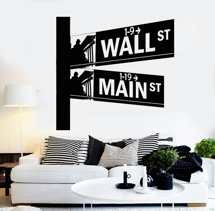 Vinyl Wall Decal Street Signs Wall Street New York Room Interior Stickers Unique Gift (ig4336)