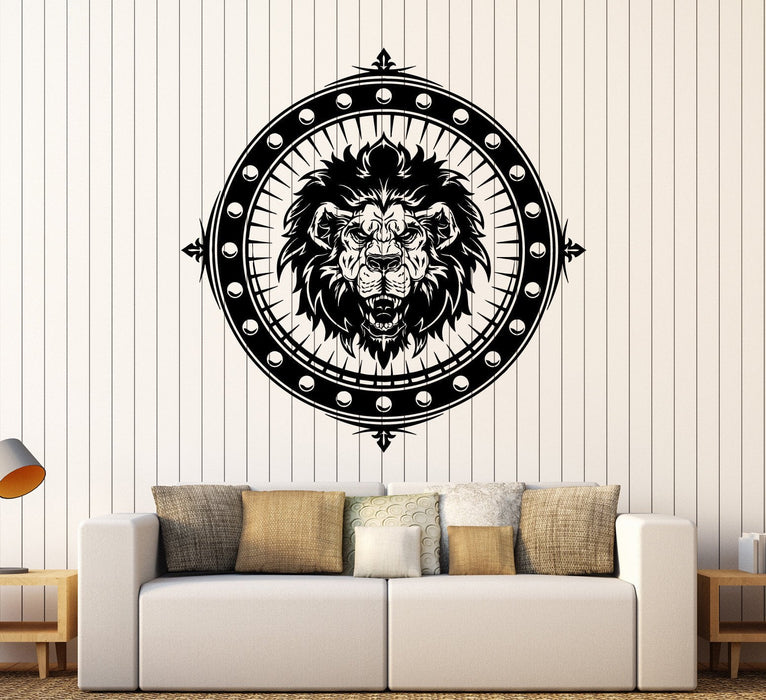Vinyl Wall Decal Windrose Sailor Lion Nautical Marine Stickers Unique Gift (ig3996)
