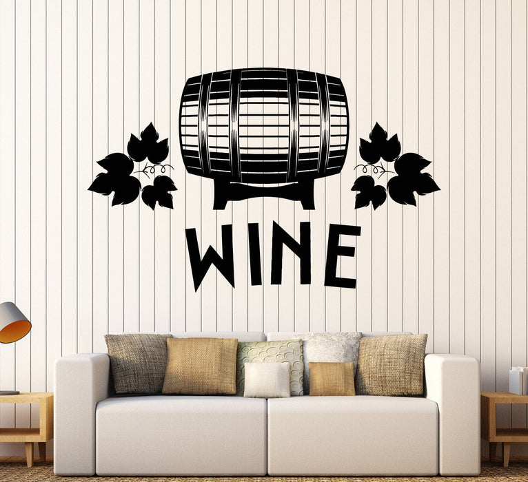 Vinyl Wall Decal Wine Barrel Alcohol Drink Bar Restaurant Stickers Unique Gift (ig3896)
