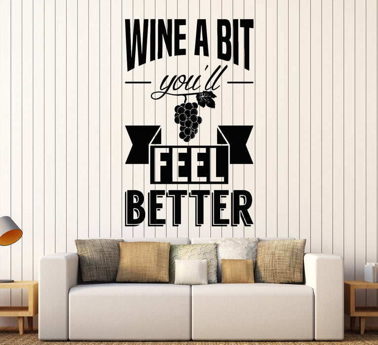 Vinyl Wall Decal Wine Quote Alcohol Drink Bar Restaurant Stickers Unique Gift (ig3806)