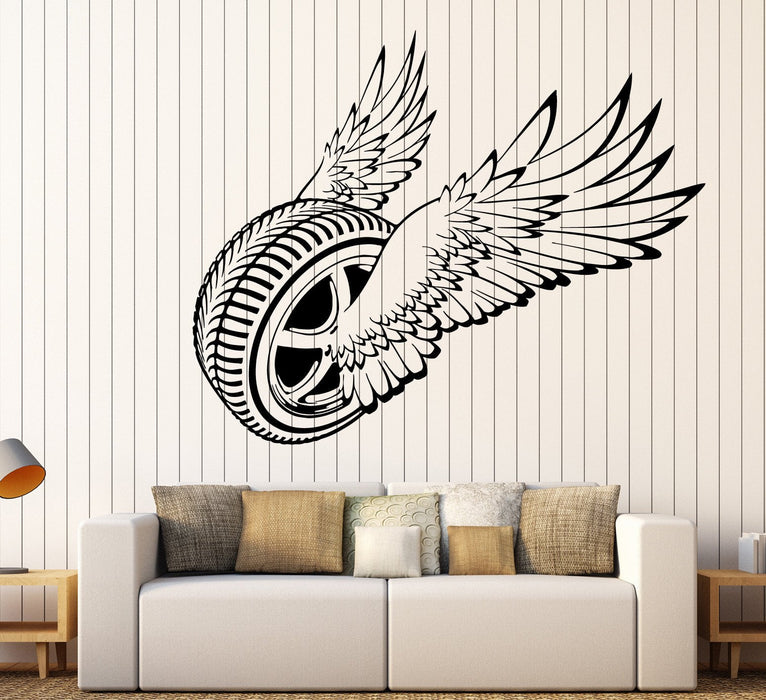 Vinyl Wall Decal Winged Wheel Car Garage Decor Driver Stickers Unique Gift (ig3964)