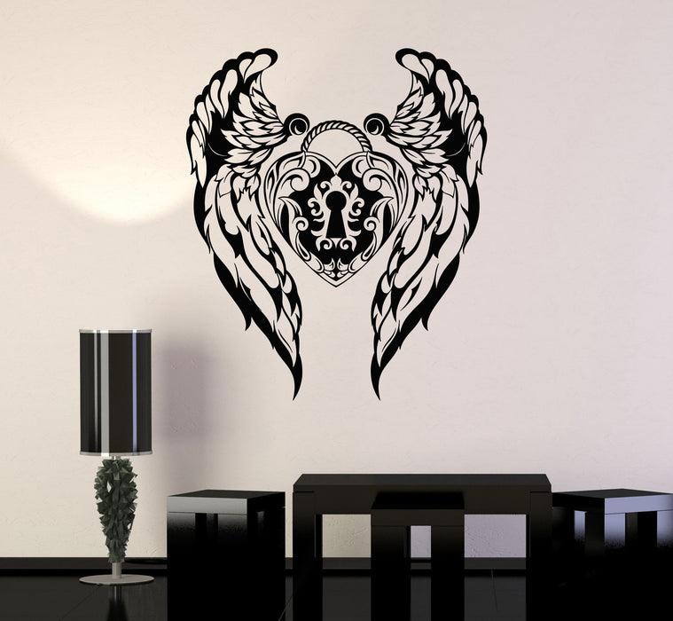 Vinyl Wall Decal Wings Heart Love Romantic Decoration Stickers Unique Gift (ig4498)