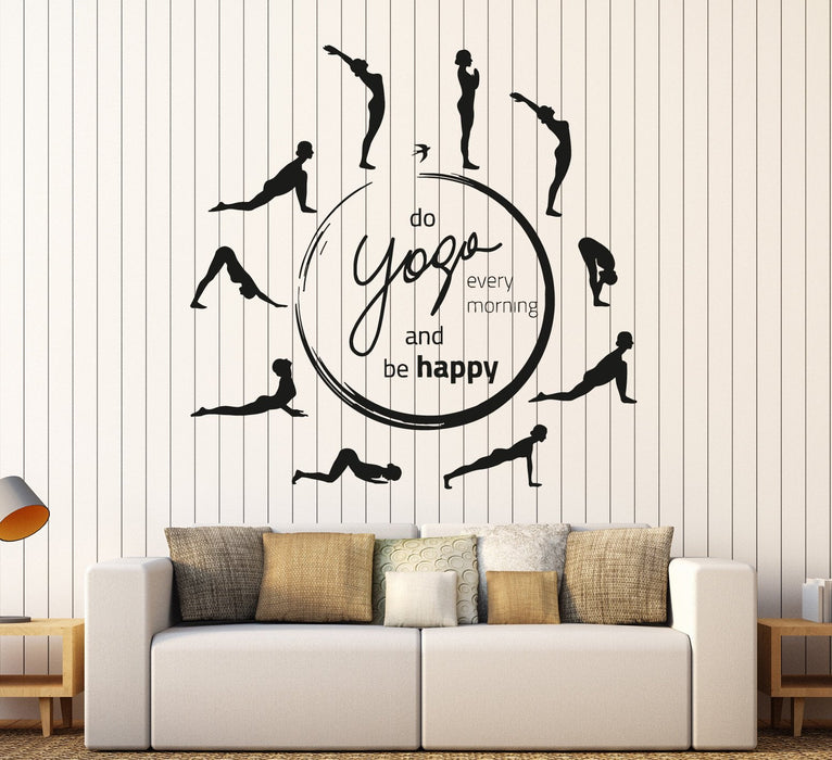 Vinyl Wall Decal Yoga Quote Pose Meditation Room Circle Stickers Unique Gift (ig4373)
