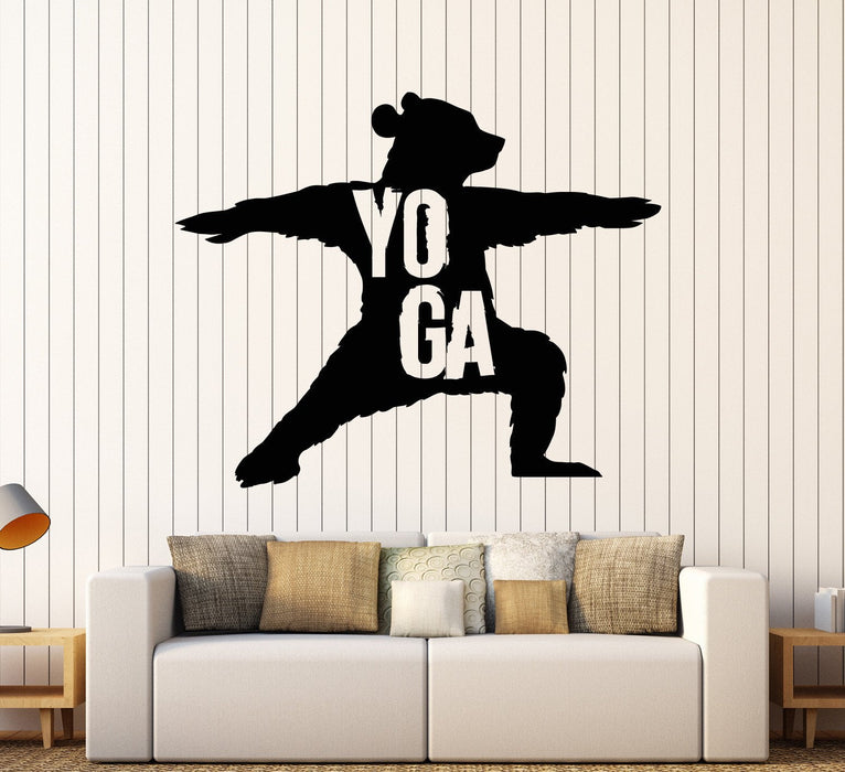 Vinyl Wall Decal Yoga Center Bear Meditation Art Stickers Mural Unique Gift (ig3971)