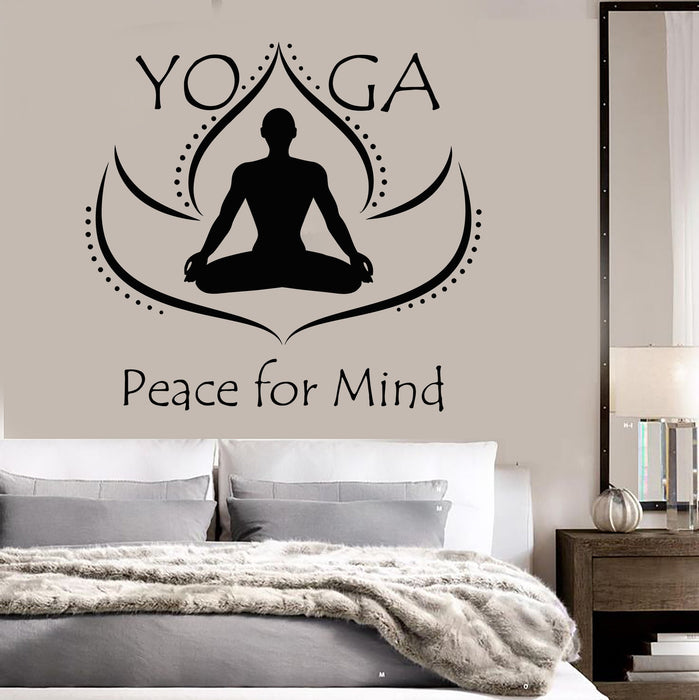 Vinyl Wall Decal Yoga Peace Meditation Lotus Buddhism Zen Stickers Unique Gift (ig3631)