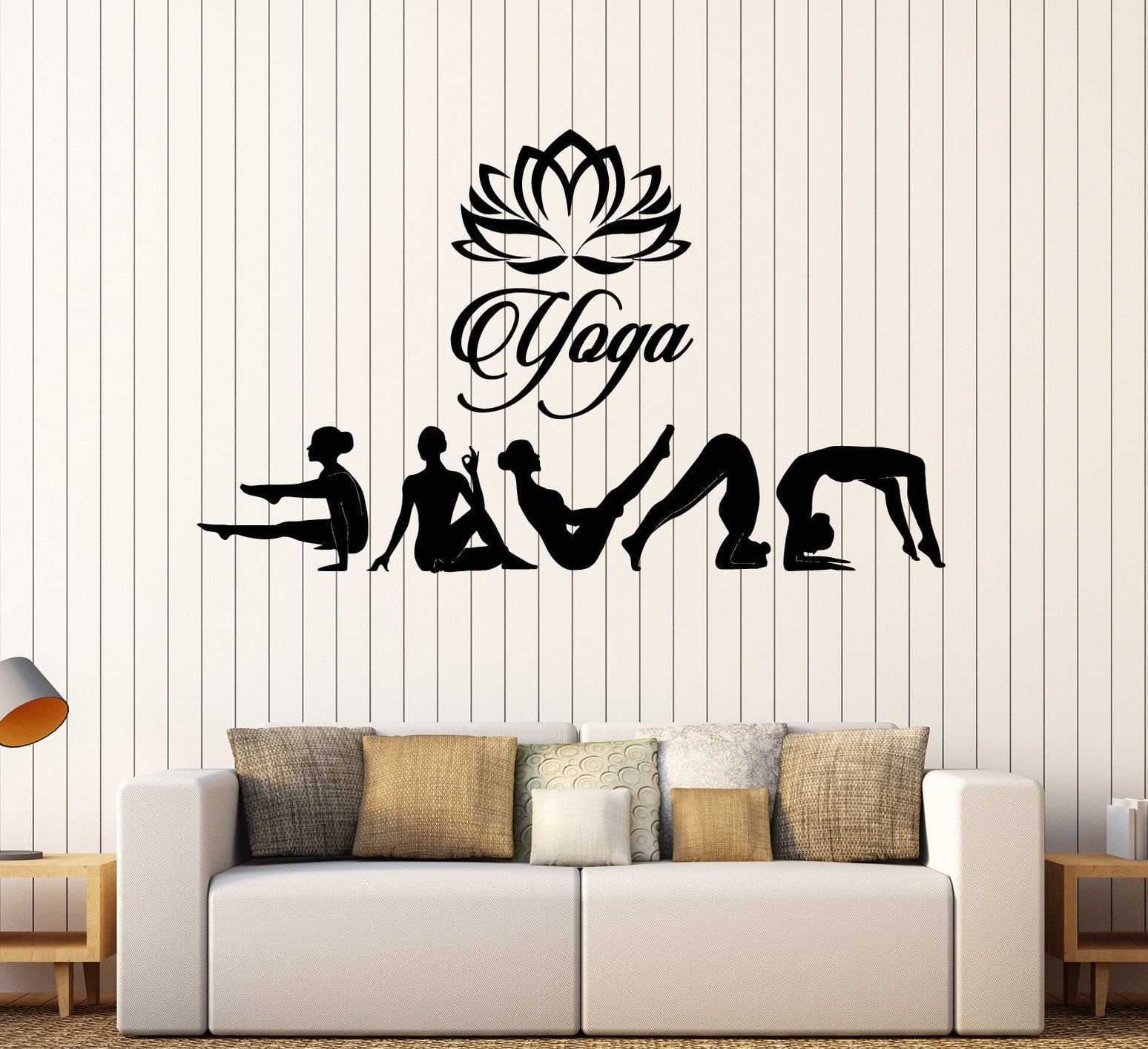 Vinyl Wall Decal Yoga Room Circle Zen Tree Lotus Pose Stickers Mural 9 thumbnail image