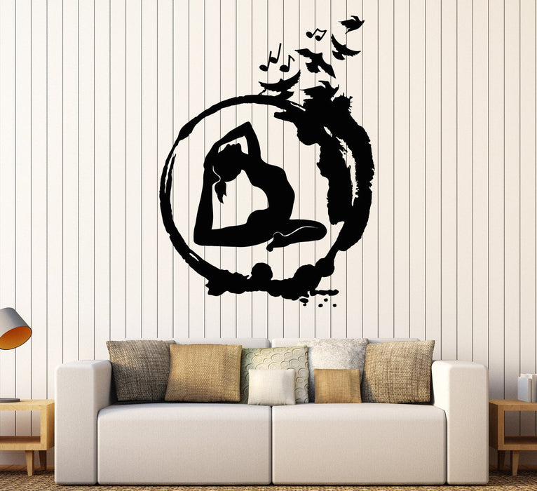 Vinyl Wall Decal Yoga Zen Circle Meditation Buddhism Birds Stickers Unique Gift (ig4591)