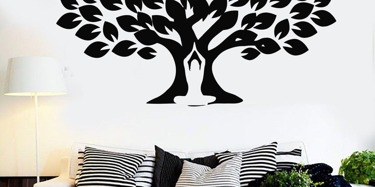 Vinyl Wall Decal Yoga Meditation Center Tree Buddhism Stickers Mural U ...