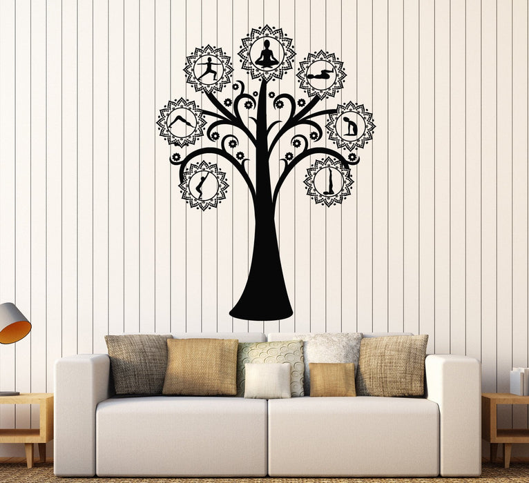 Vinyl Wall Decal Yoga Tree Pose Meditation Stickers Mural Unique Gift (ig3937)