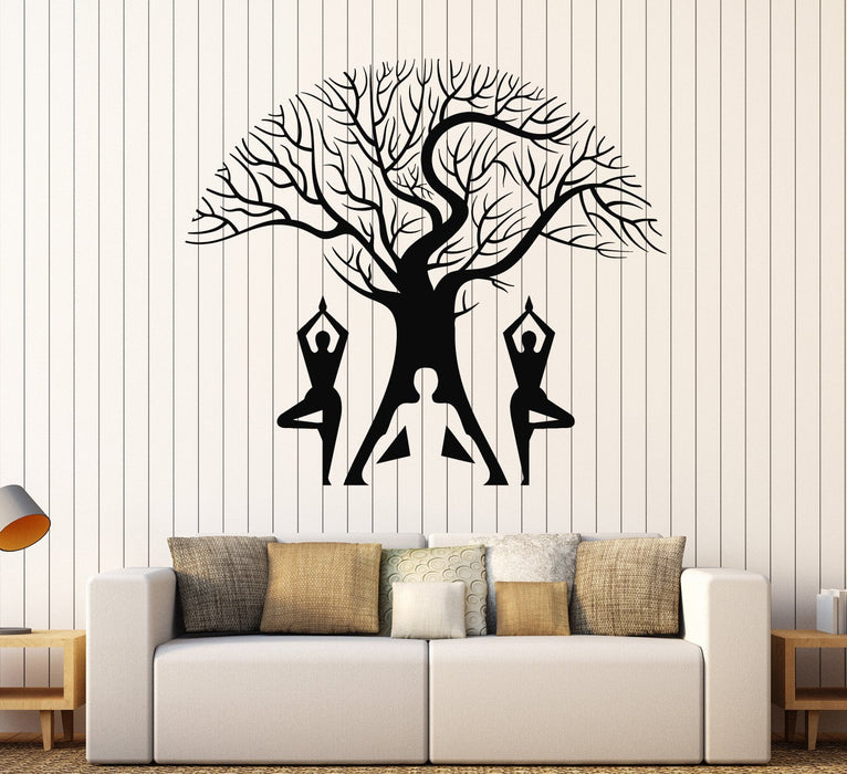 Vinyl Wall Decal Yoga Pose Tree Meditation Room Buddhism Stickers Mural Unique Gift (ig4621)