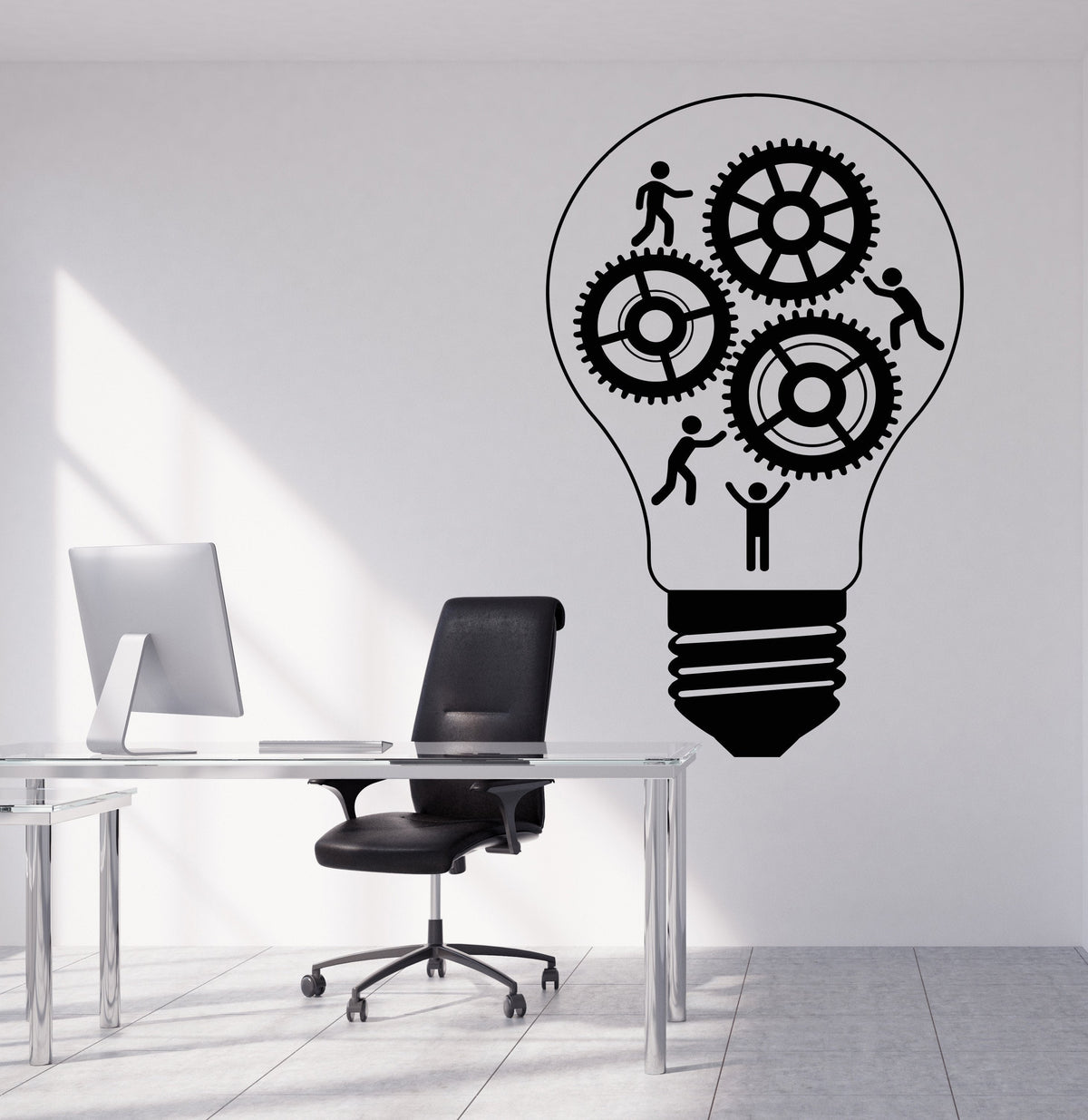 Vinyl Wall Decal Teamwork Light Bulb Idea Office Worker Art Decor Stic ...