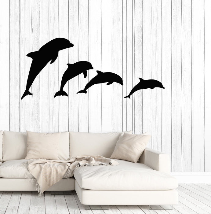 Vinyl Wall Decal Dolphins Marine Ocean Animals Bathroom Art Stickers Unique Gift (ig4879)