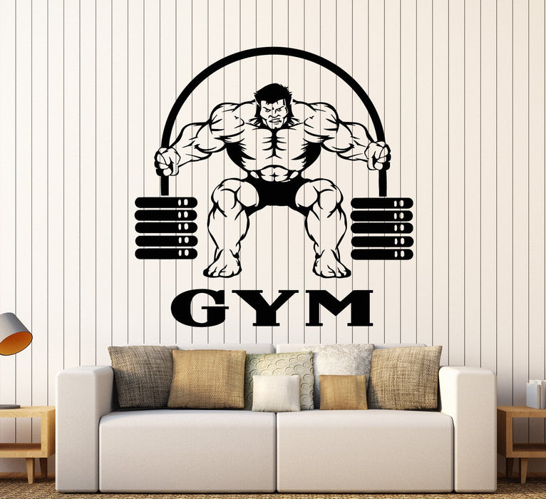 Vinyl Wall Decal Gym Muscled Iron Sport Logo Stickers Mural Unique Gift (ig3754)