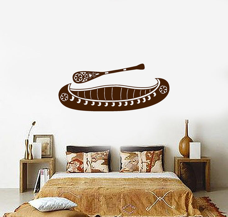Vinyl Decal Canoe and Paddle Rustic Ethnic Style Decoration Wall Sticker Unique Gift (ig3221)