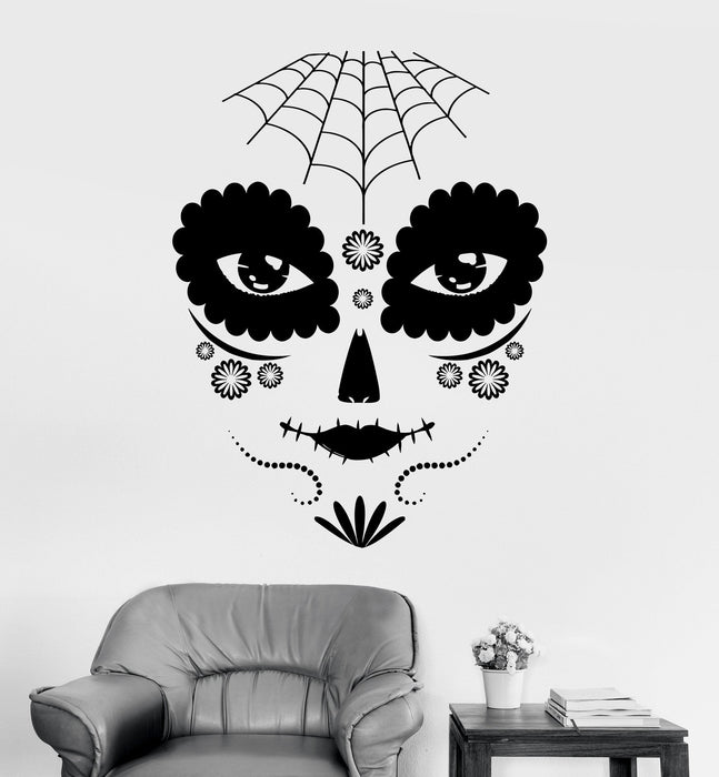Vinyl Wall Decal Day of the Dead Gothic Girl Mask Stickers Unique Gift (ig3741)