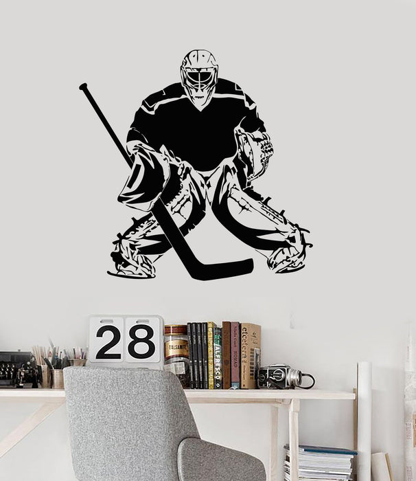 Wall Decal Hockey Sport Player Sports Fan Goalkeeper Vinyl Stickers Unique Gift (ig2863)