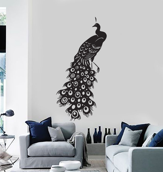 Vinyl Wall Decal Beautiful Peacock Bird Room Decor Mural Stickers Unique Gift (ig2815)