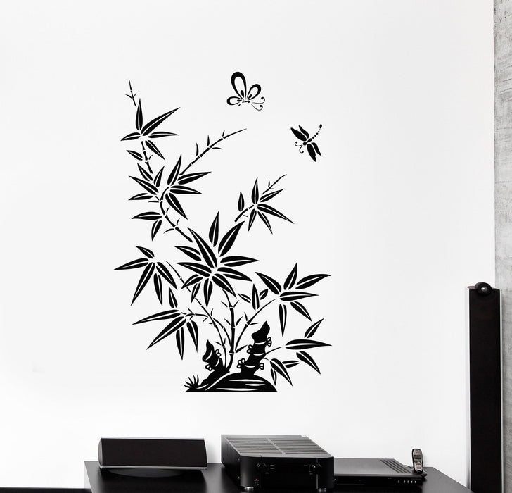 Wall Decal Reed Butterfly Dragonfly Beautiful Oriental Vinyl Stickers Unique Gift (ig2839)