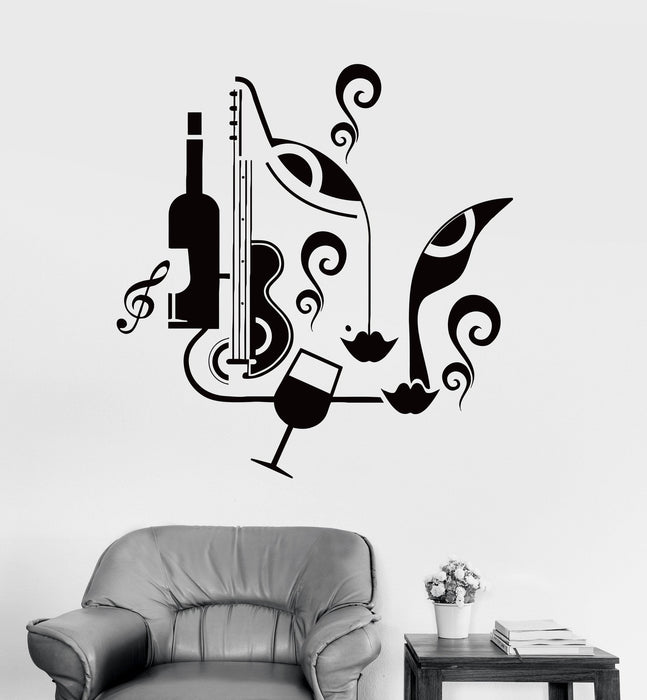 Wall Decal Abstract Decor Wine Music Woman Musical Decor Vinyl Stickers Unique Gift (ig2962)
