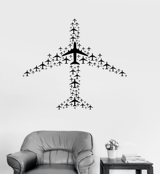 Vinyl Decal Airplane Flight Airport Aircraft Travel Wall Sticker Mural Unique Gift (ig3073)