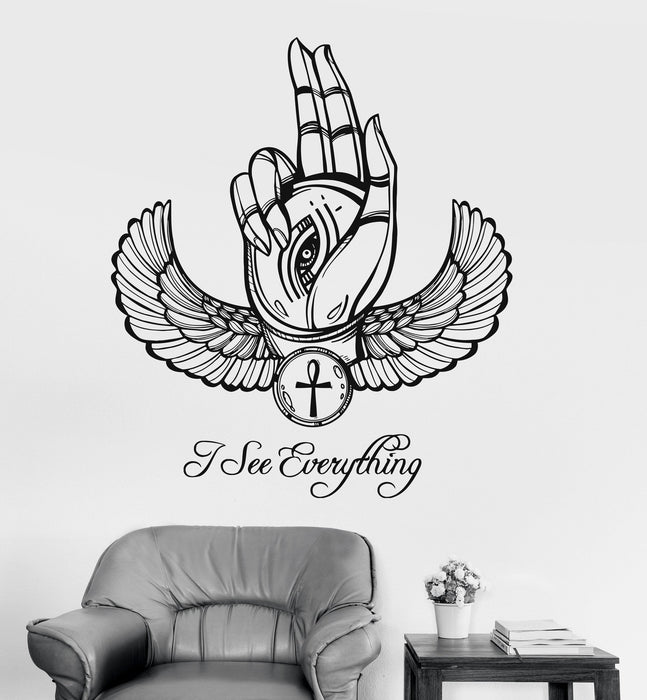 Vinyl Wall Decal Ancient Egypt Eye of Horus Ra Hand Talisman Stickers Unique Gift (ig3604)
