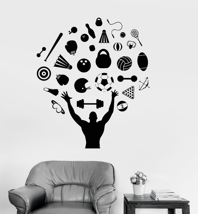 Wall Decal Sports Fitness Gym Healthy Lifestyle Art Vinyl Stickers Unique Gift (ig2996)