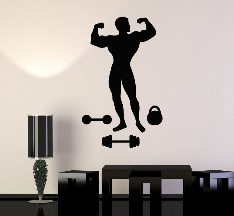 Vinyl Wall Decal Muscled Man Bodybuilding Fitness Gym Iron Sports Stickers Unique Gift (ig2995)