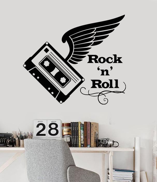 Vinyl Wall Decal Audiocassette Music Rock'n'roll Wings Sickers Mural Unique Gift (ig3408)