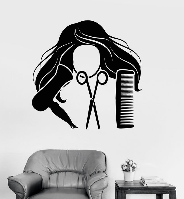 Vinyl Wall Decal Hair Salon Barber Tools Beauty Salon Stickers Mural Unique Gift (ig3710)