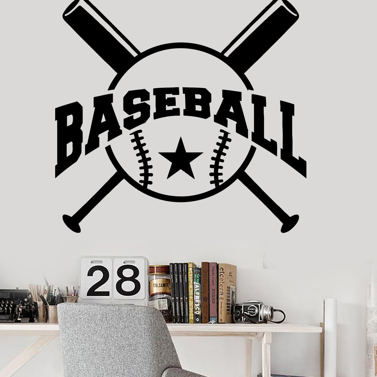 Vinyl Wall Decal Baseball Bat Children's Room Sports Fans Stickers Uni ...