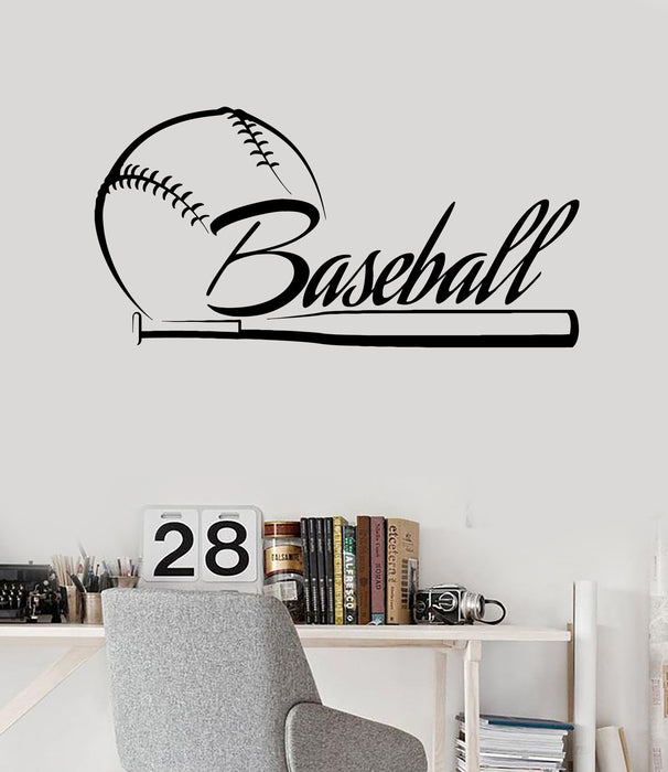 Vinyl Wall Decal Baseball Bat Word Sports Fan Stickers Mural Unique Gift (ig4168)