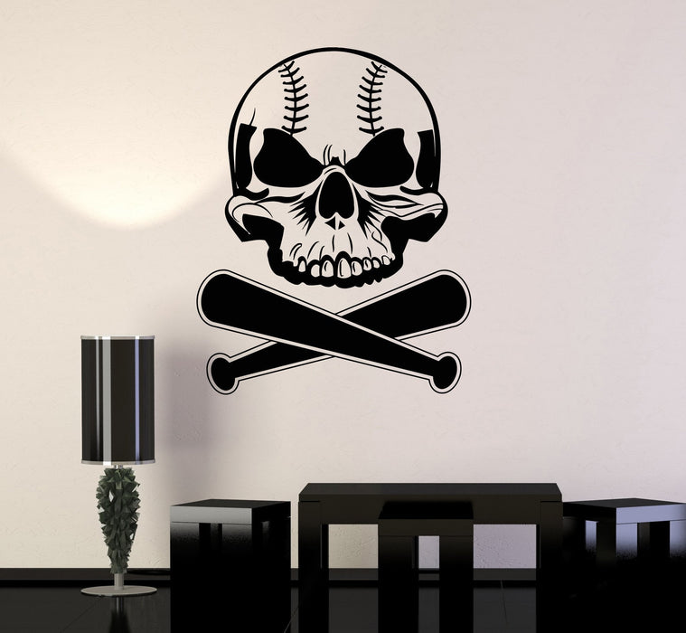 Autocollant mural en vinyle Sports Baseball Bat Skull Stickers Mural Cadeau unique (ig3736)