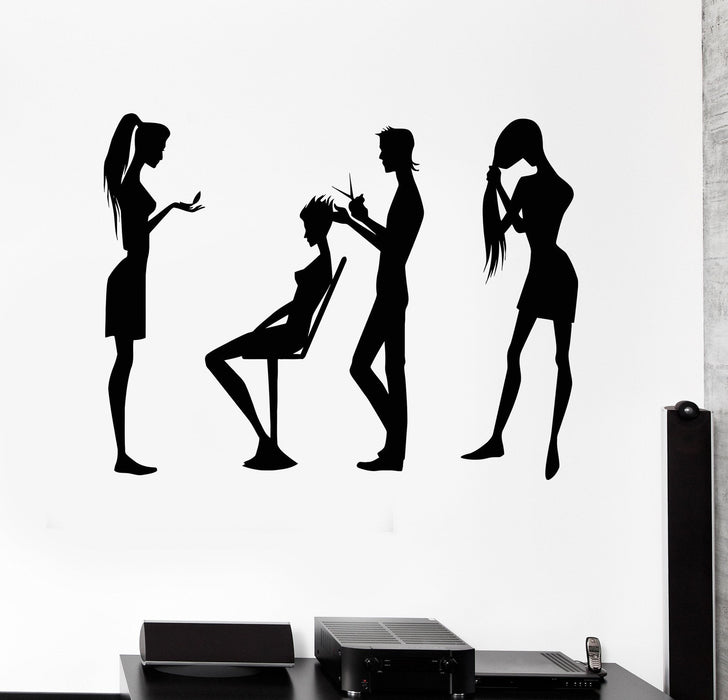 Vinyl Wall Decal Hair Salon Barbershop Hairdresser Beauty Spa Stylist Stickers Unique Gift (057ig)