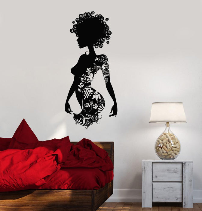 Wall Decal Beauty Salon Spa Woman Tattoo Flowers Curls Vinyl Stickers Unique Gift (ig2924)