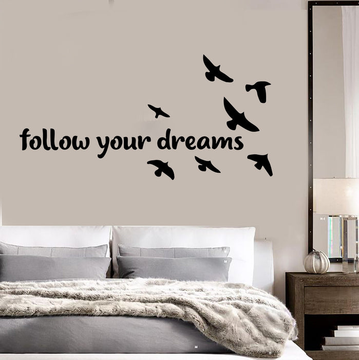 Vinyl Wall Decal Bedroom Quote Birds Dreams Home Art Stickers Unique Gift (ig3683)