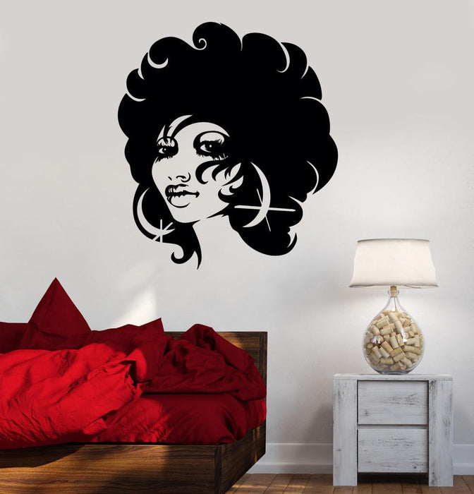 Wall Decal Beautiful Black Woman Lady Afro Beauty Salon Vinyl Stickers Unique Gift (ig2897)