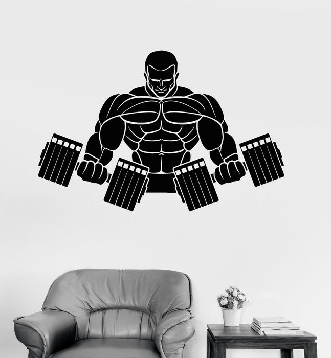 Vinyl Wall Decal Gym Muscled Bodybuilding Fitness Motivation Stickers Unique Gift (ig3225)