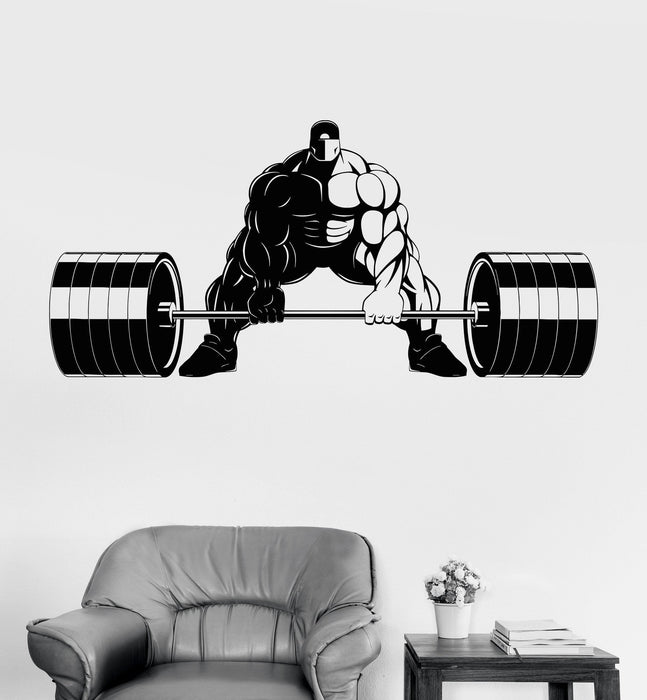 Vinyl Wall Decal Gym Fitness Bodybuilding Strong Man Sports Stickers Unique Gift (ig3359)