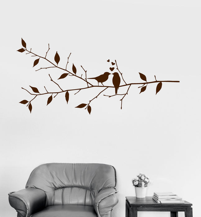 Vinyl Wall Decal Birds Tree Branch Love Romantic Bedroom Decor Stickers Unique Gift (ig3052)