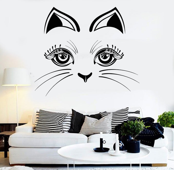 Vinyl Wall Decal Cat Kitten Face Pet Animal Stickers Mural Unique Gift (ig3785)