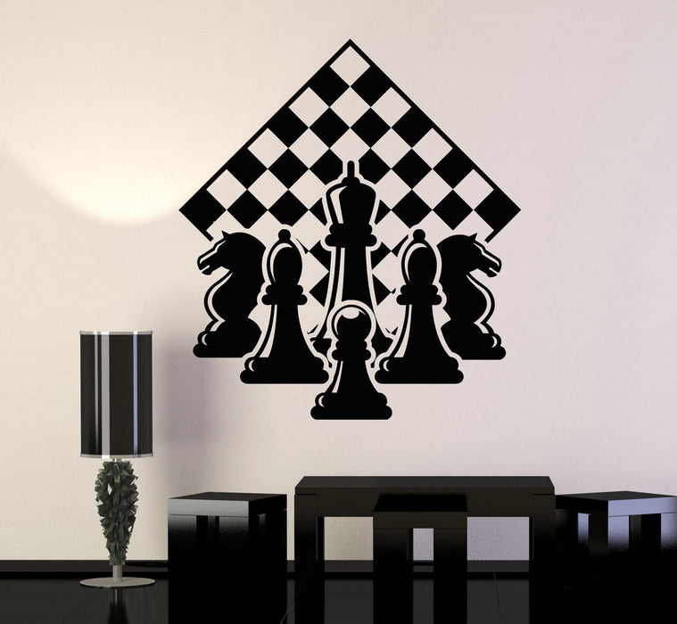 Vinyl Wall Decal Chess Player Piece Chessmen Chessboard Stickers Mural Unique Gift (ig3415)