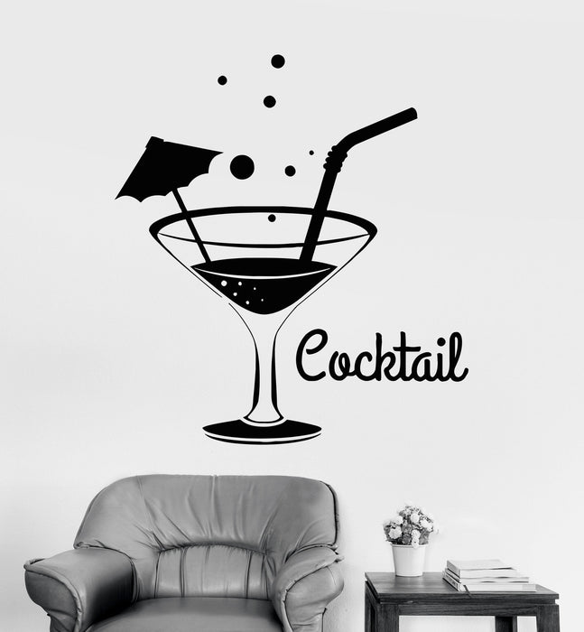 Vinyl Wall Decal Cocktail Glass Party Relax Bar Night Club Stickers Unique Gift (ig3427)