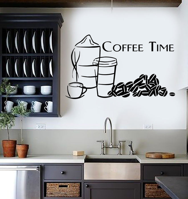 Wall Sticker Vinyl Decal Great Decor Quotes for Kitchen Coffee Time Unique Gift (ig1194)