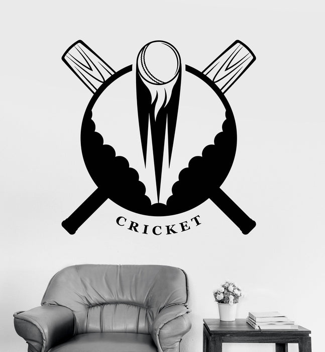 Vinyl Wall Decal Cricket Bat Ball Cricketer Sport Art Stickers Mural Unique Gift (ig3591)